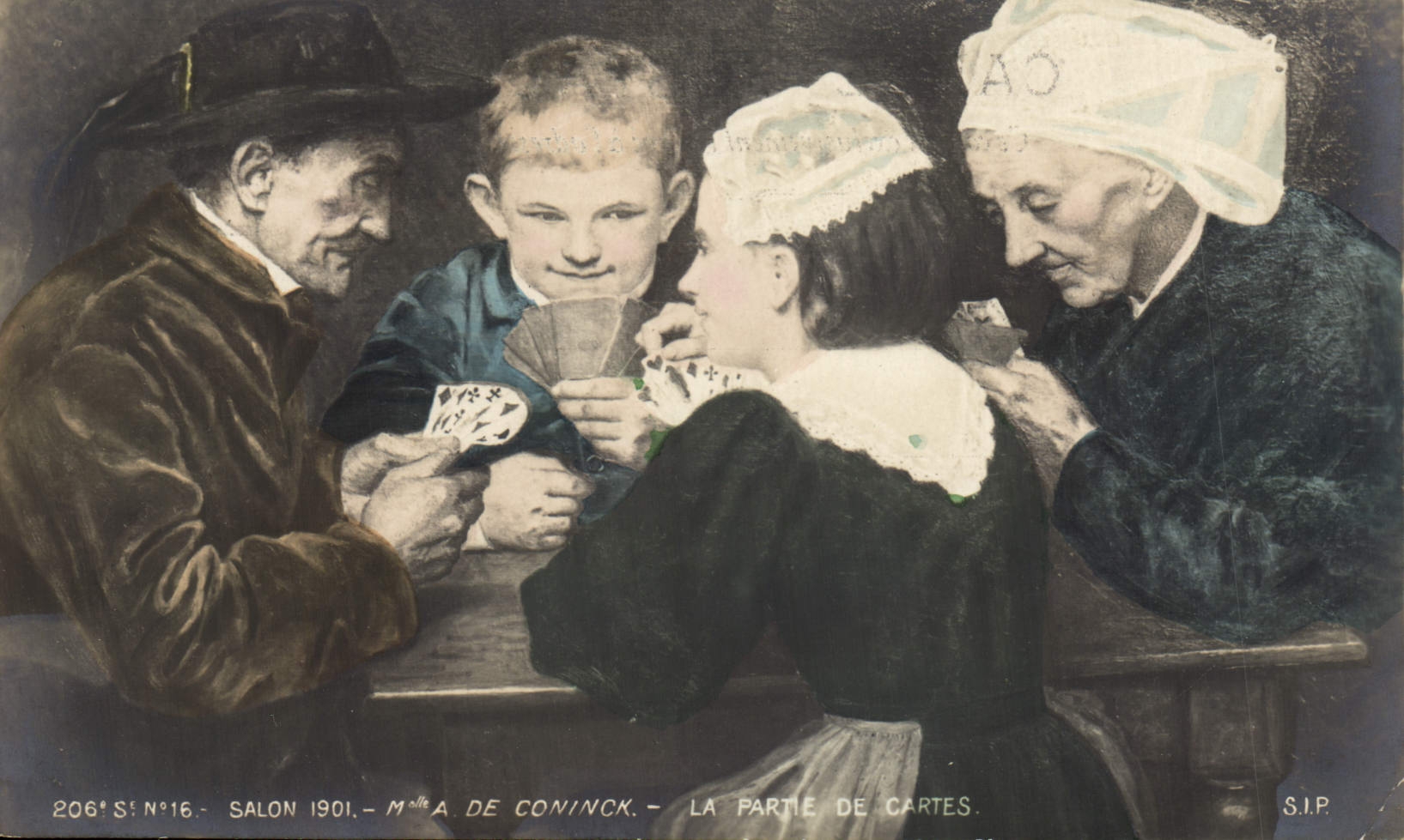 CPA Salon 1901 De Coninck La partie de Cartes Folklore 