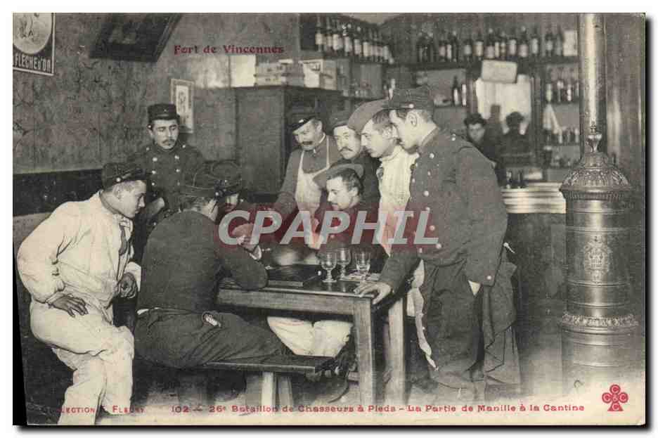 CPA Fort de Vincennes 26eme Bataillon de chasseurs a Pieds La partie de manille a la cantine TOP 