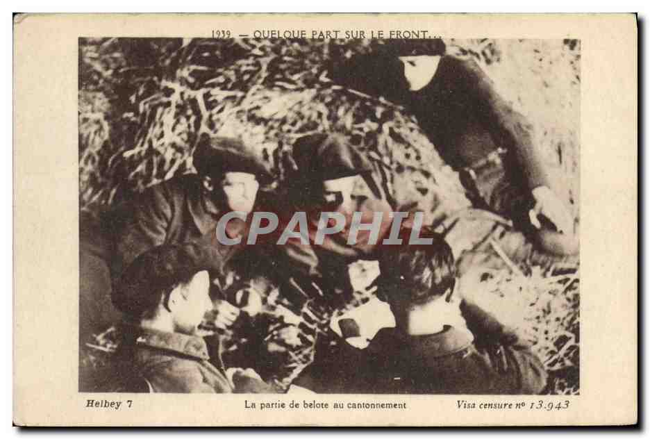 CPA La partie de belote au cantonnement Militaria 