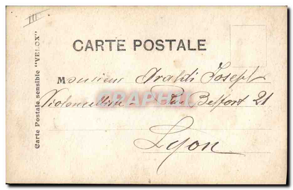 Trois hommes jouant aux cartes — scène de salon — Carte postale VELOX — Verso