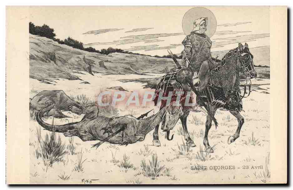 CPA Fantaisie Illustrateur Henry Morin Saint Georges Dragon 23 Avril