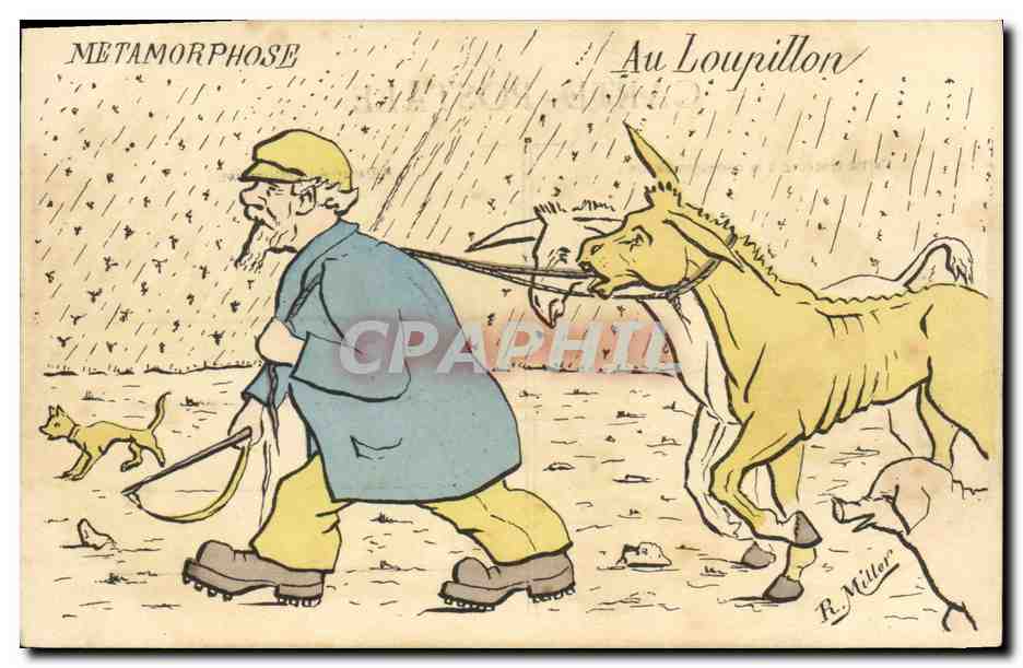 CPA Fantaisie Illustrateur Metamorphose Au Loupillon Ane mule 
