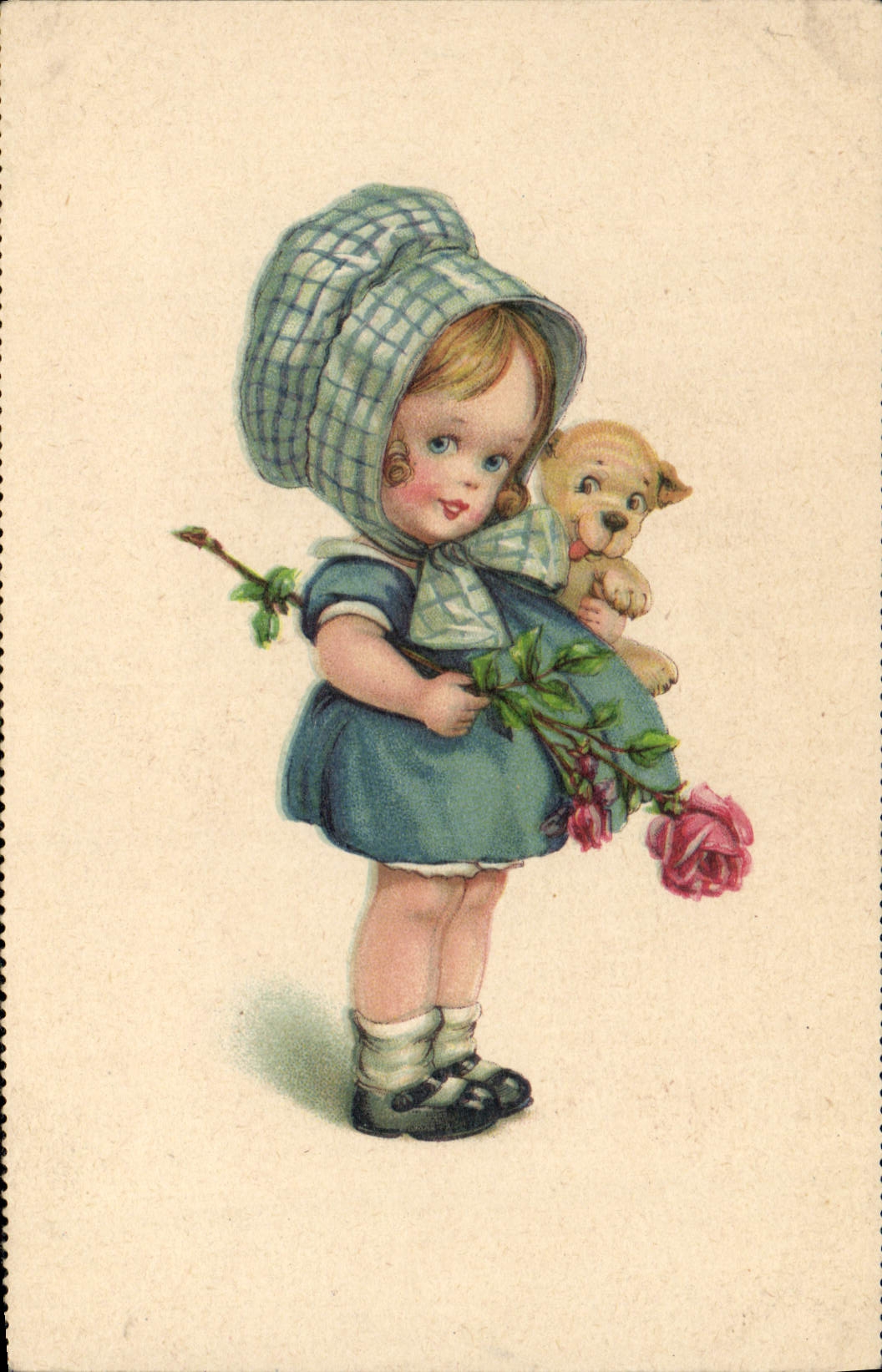 CPA Fantaisie Illustrateur Enfant Chien