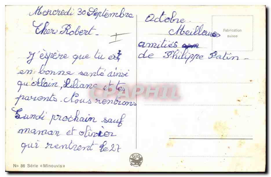 CPA Fantaisie Illustrateur Enfant Ecureuil Lapin — Rückseite