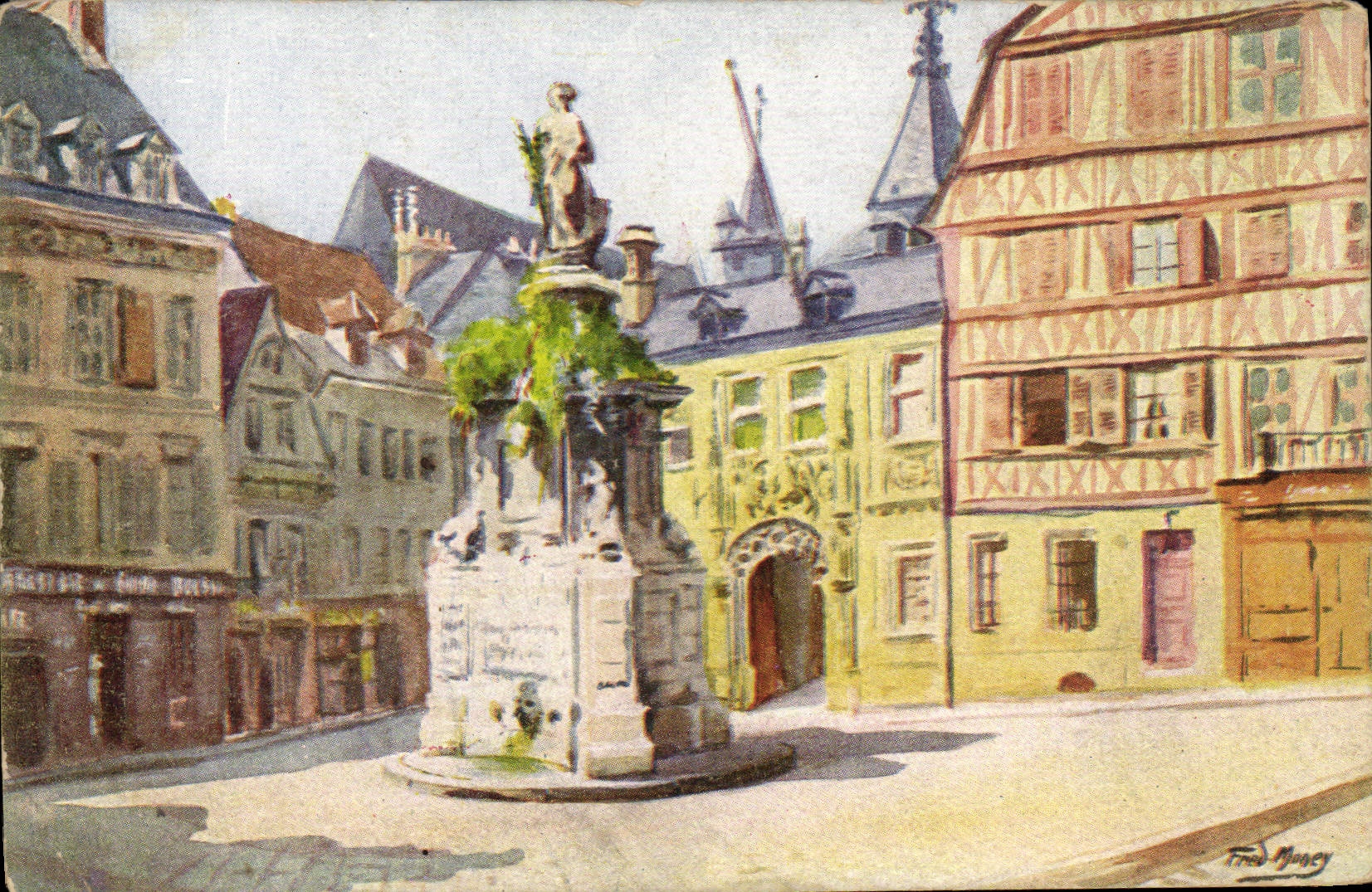 CPA Fantaisie Illustrateur Rouen Place de la pucelle Fred Money