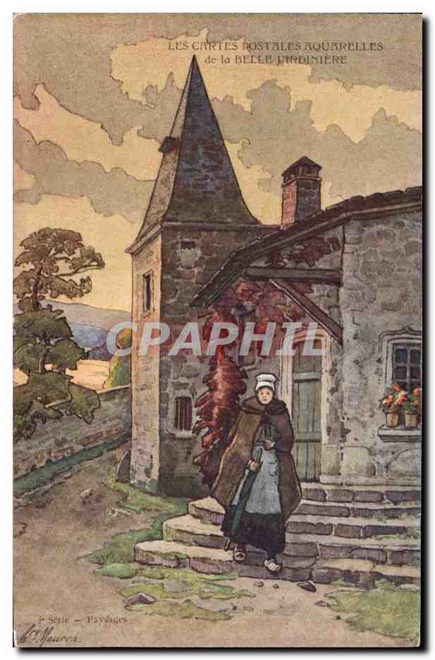CPA Fantaisie Illustrateur La Belle Jardiniere Paysages