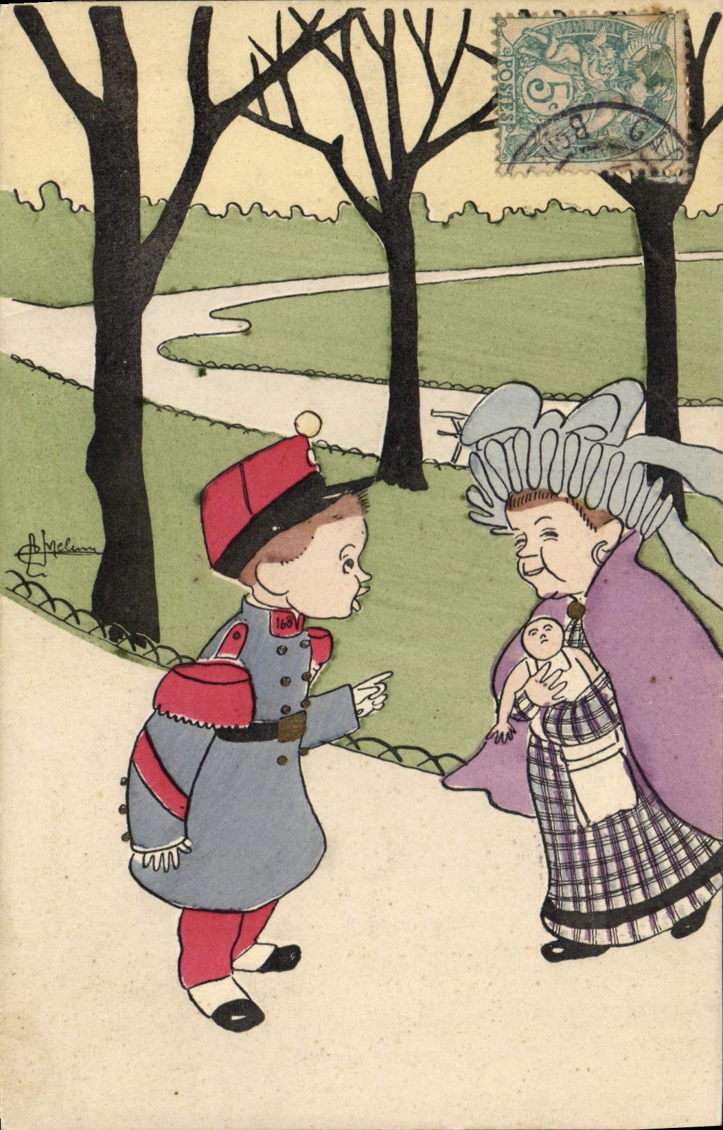 CPA Fantaisie Illustrateur Enfants Militaria