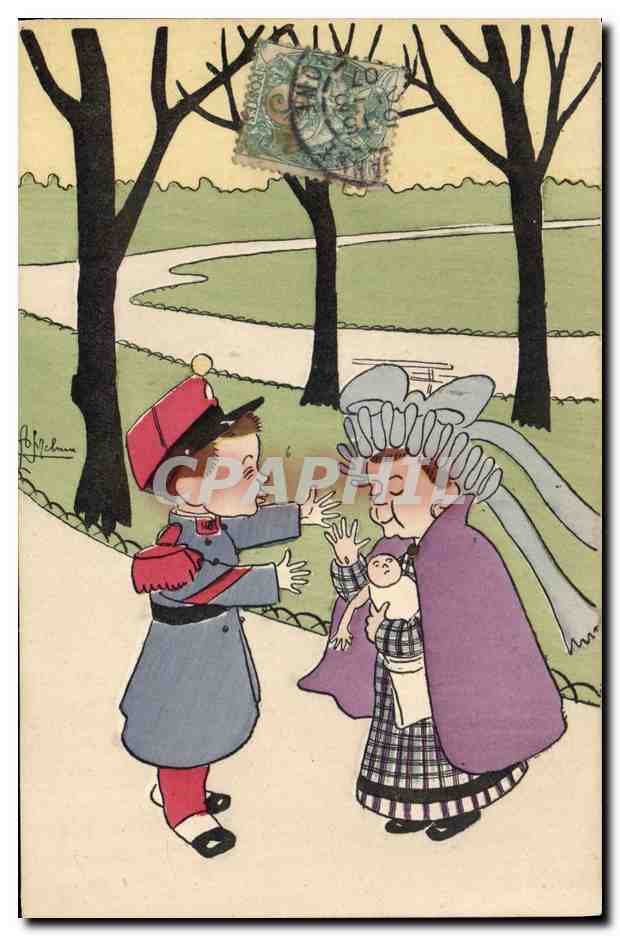 CPA Fantaisie Illustrateur Enfants Militaria