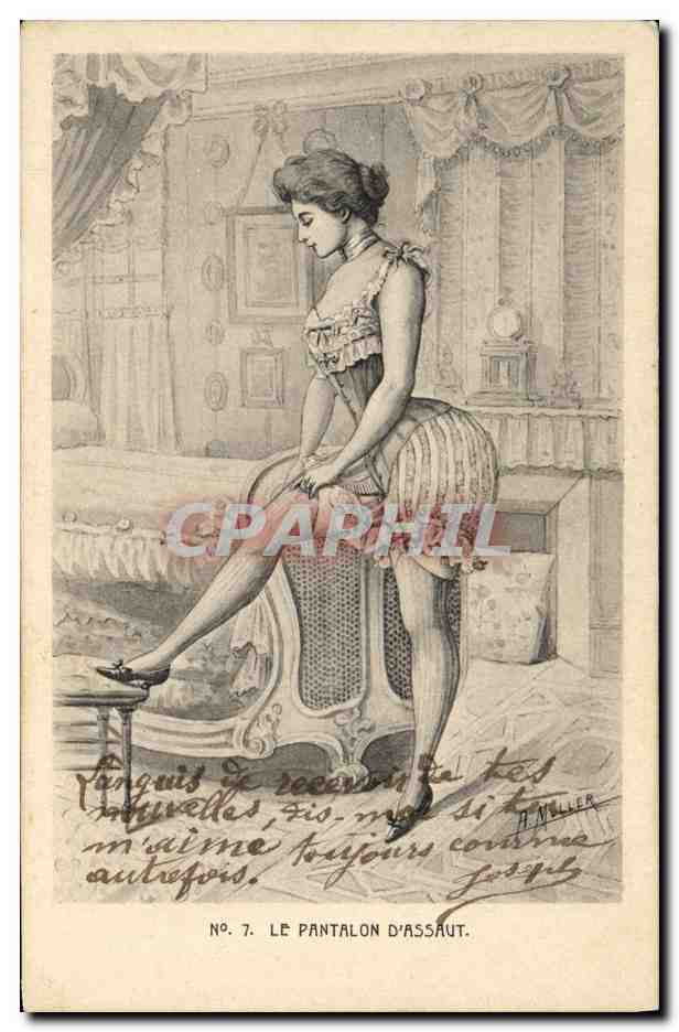 CPA Fantaisie Illustrateur Femme Le pantalon d'assaut