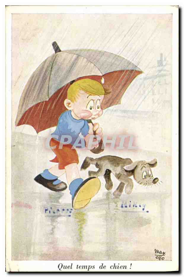 CPA Fantaisie Illustrateur Enfant Chien