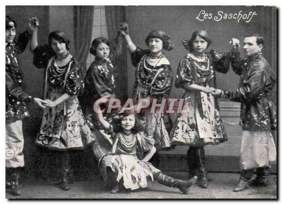 Les Saschhoff — groupe de danseurs en costumes traditionnels — éditeur Georg Kürms, Leipzig