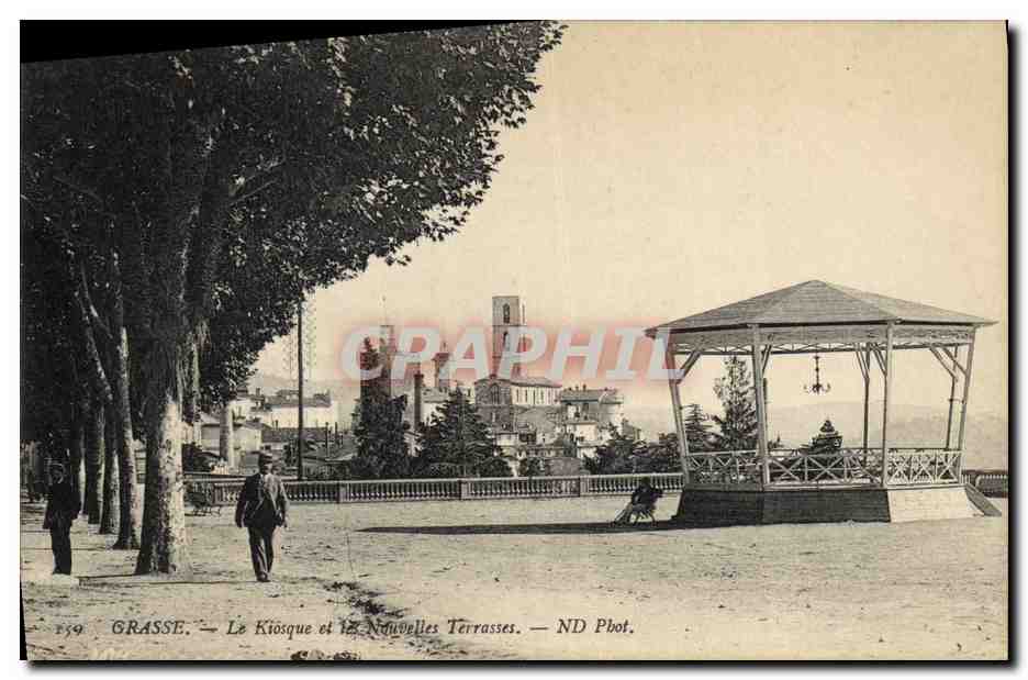 CPA Grasse Le Kiosque et les nouvelles terrasses