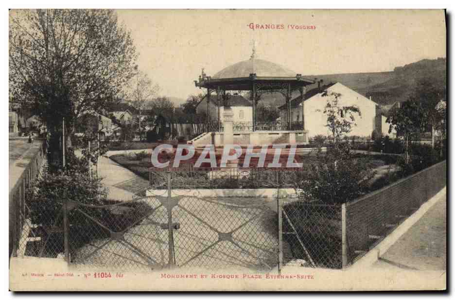 CPA Granges Monument et Kiosque Place Etienne Seitz