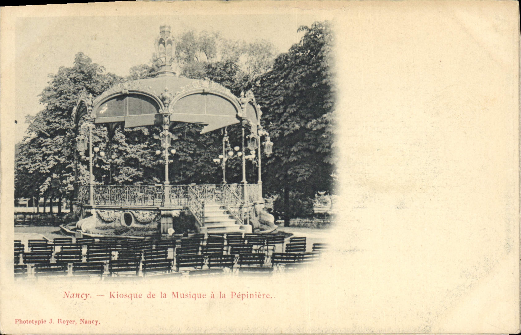 Nancy — Kiosque de la Musique à la Pépinière — Phototypie J. Royer, Nancy