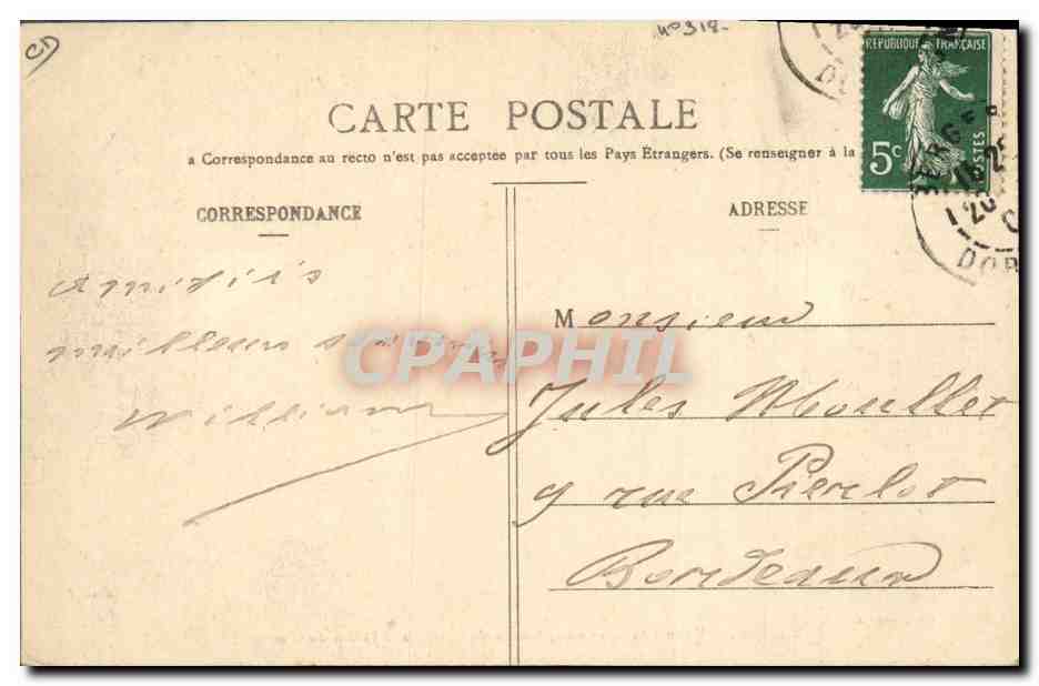 Bergerac — Moune-Sully en son Château de Garrigue — Jardin du Cloître — E. Flouret, édit., Bergerac — Reverso