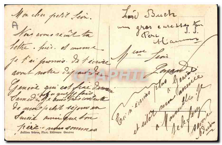 Groupe de chiots du Grand Saint-Bernard — J.J. 8936 — Jaillien frères, Genève — Reverso