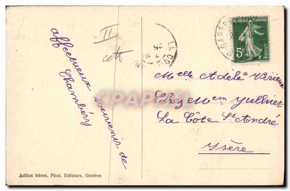 CPA Chiens Chien Grand St Bernard Maitre et serviteurs — Verso