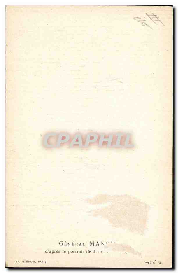 CPA Militaria General Mangin  — Verso