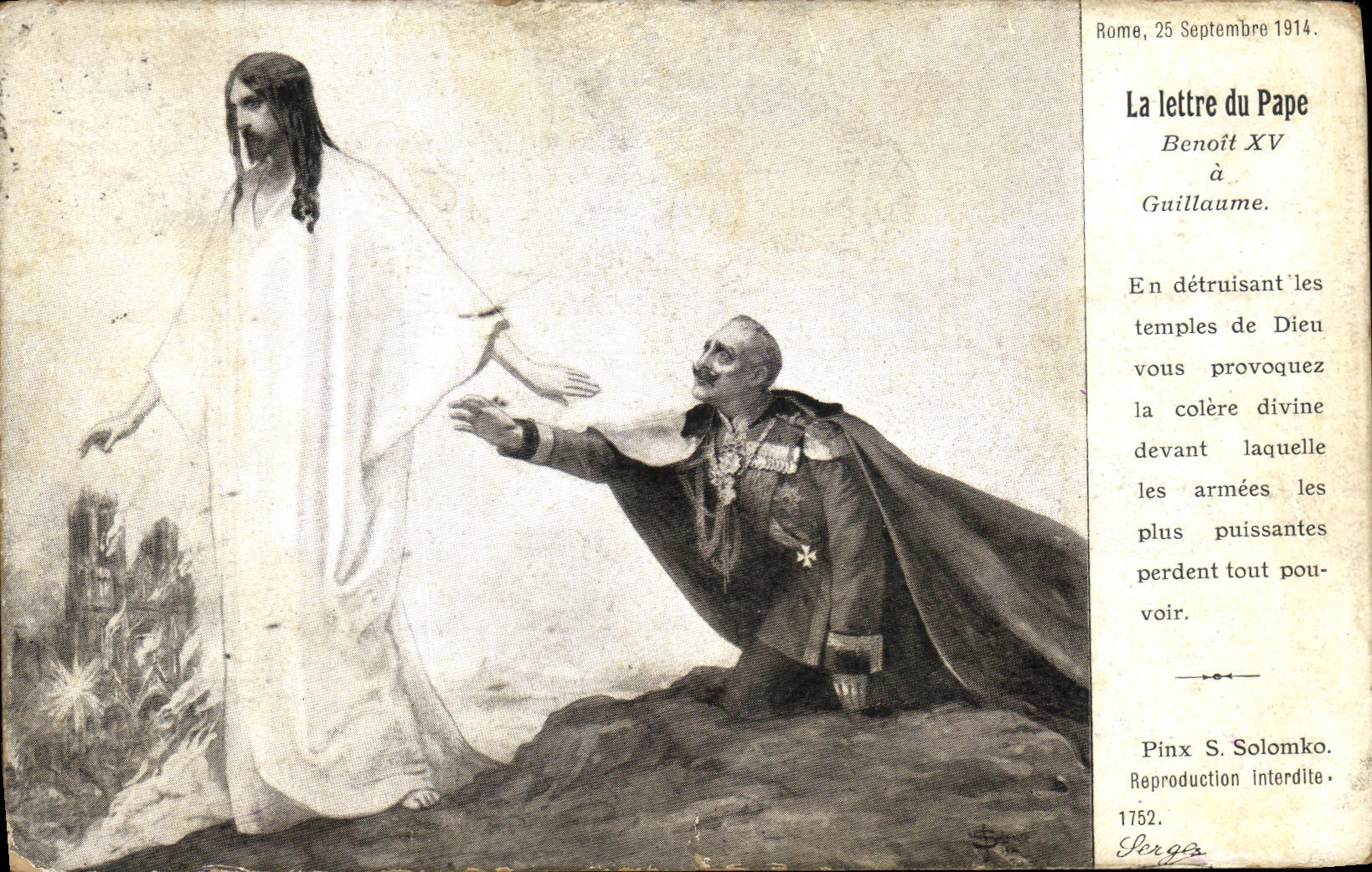 CPA Militaria La Lettre du Pape Benoit XV a Guillaume 