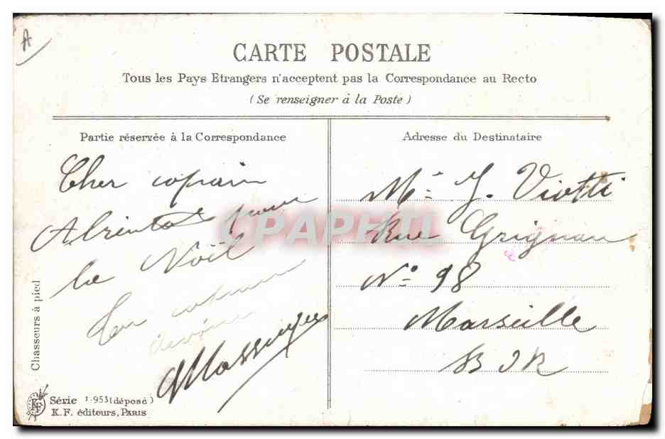 CPA Militaria En campagne  — Verso