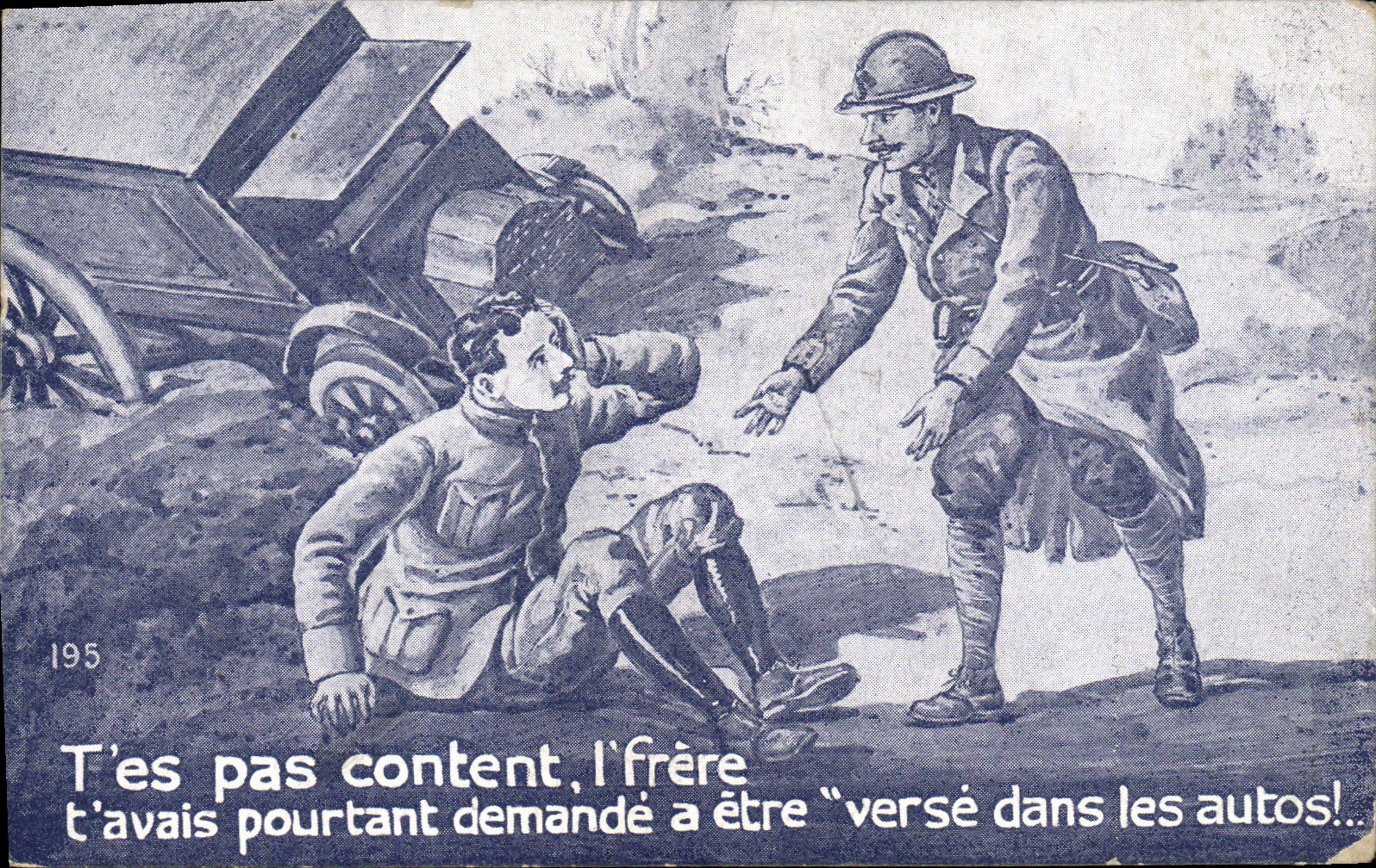 CPA Militaria T'es pa content frere 