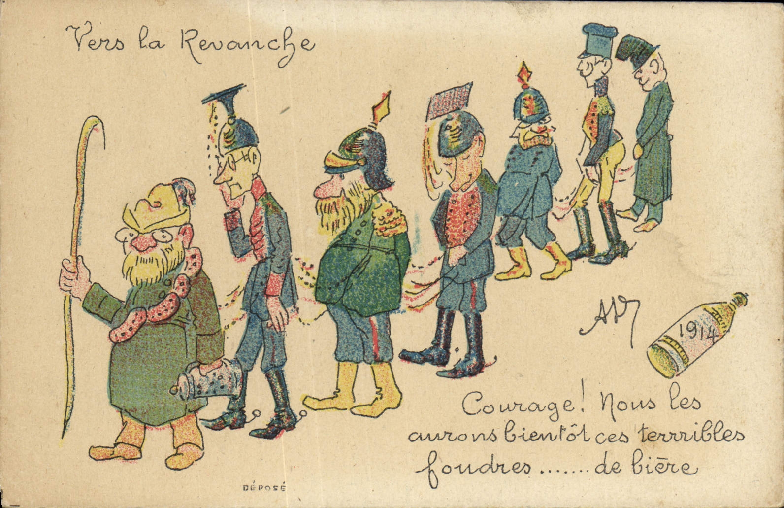 CPA Militaria Vers la Revanche Biere 