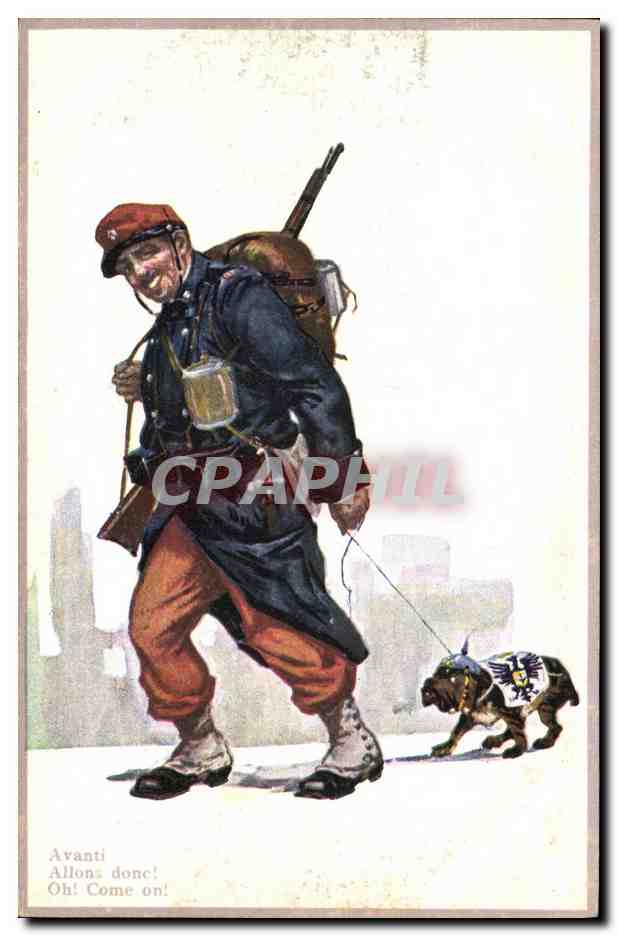 CPA Militaria Allons donc Chien 