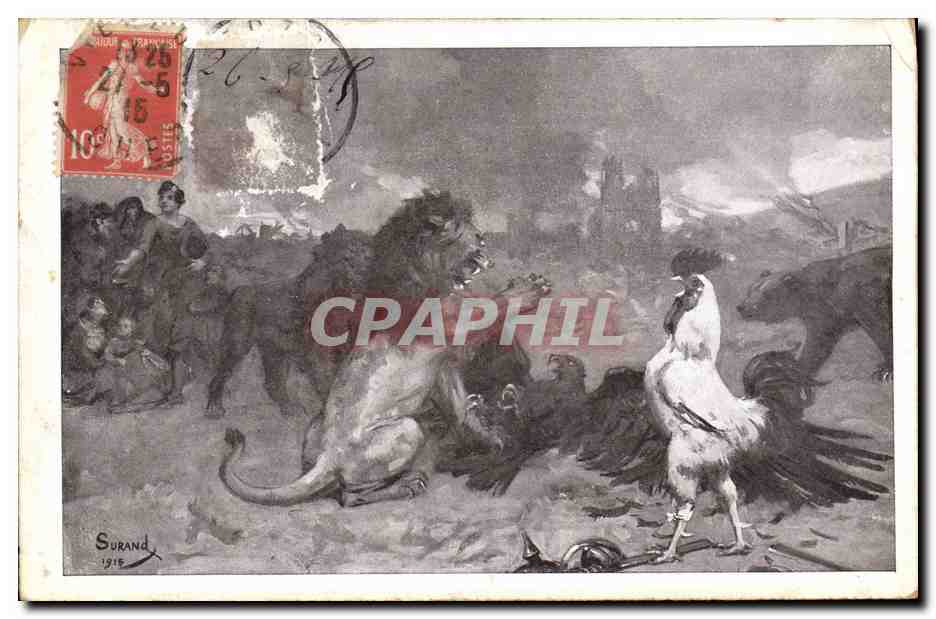 CPA Militaria Lion Coq Aigle 