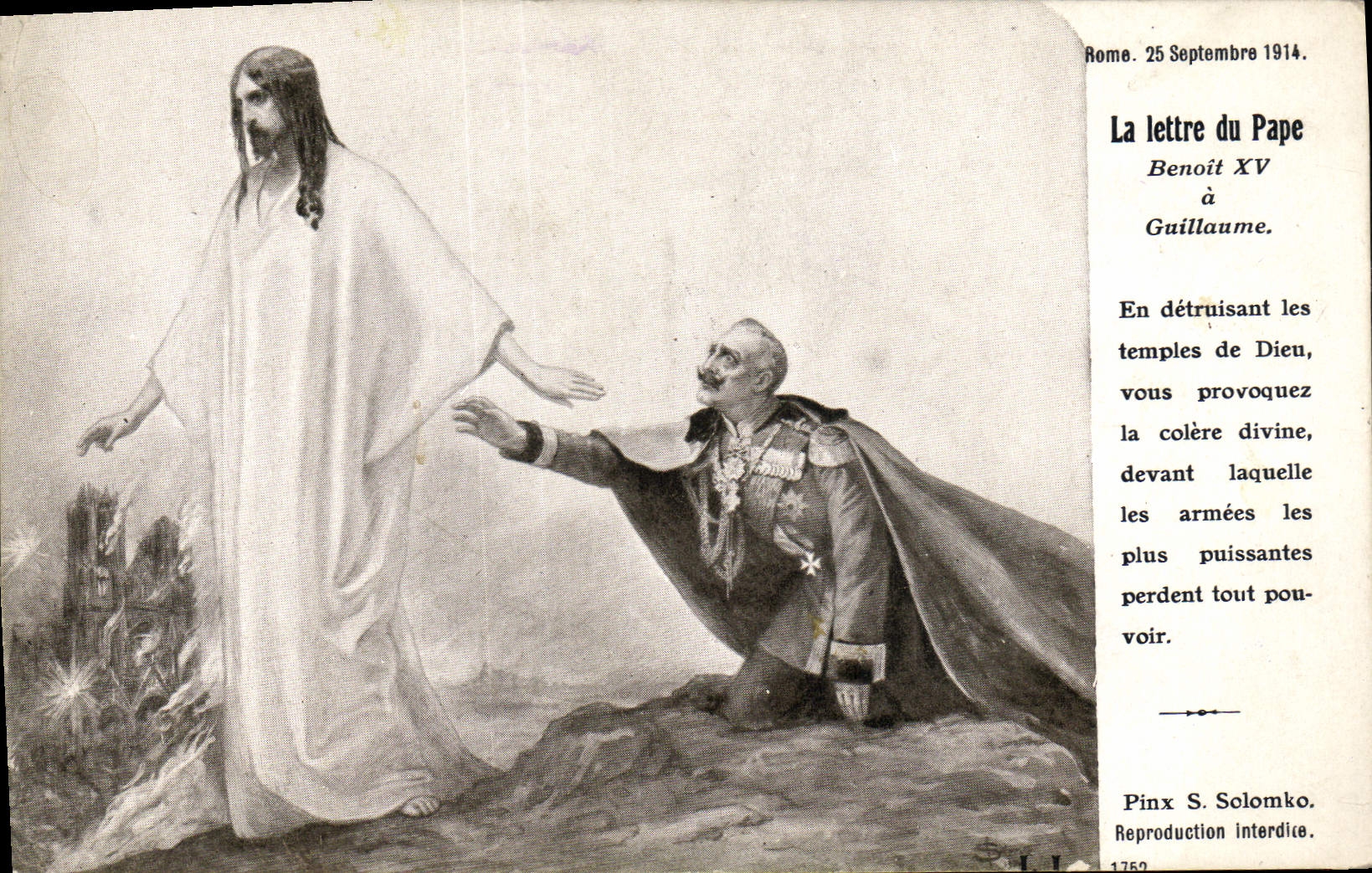 CPA Militaria La Lettre du Pape Benoit XV 