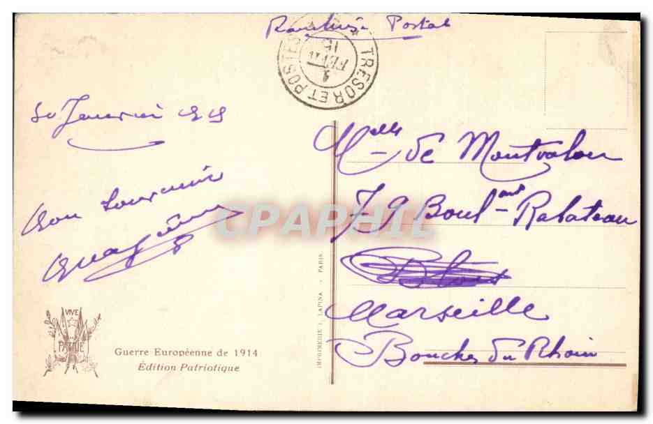 CPA Militaria La Lettre du Pape Benoit XV  — Verso