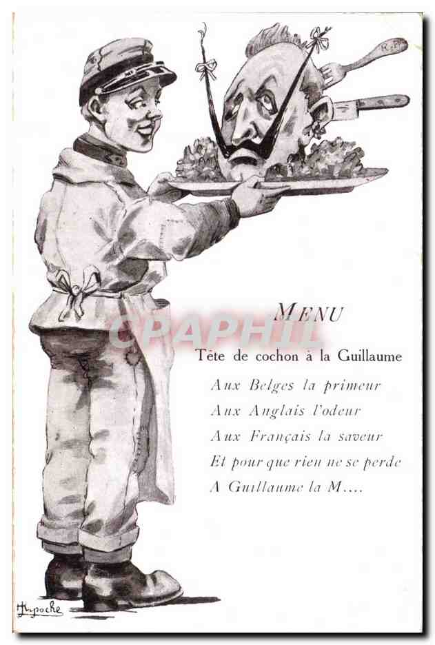 CPA Militaria Menu Tete de cochon a la Guillaume Porc 