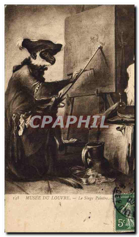 CPA Paris Musee du Louvre Le singe peintre 