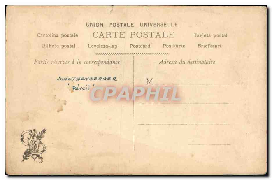 CPA Erotique Salon 1907 Schutzenberger Reveil — Verso