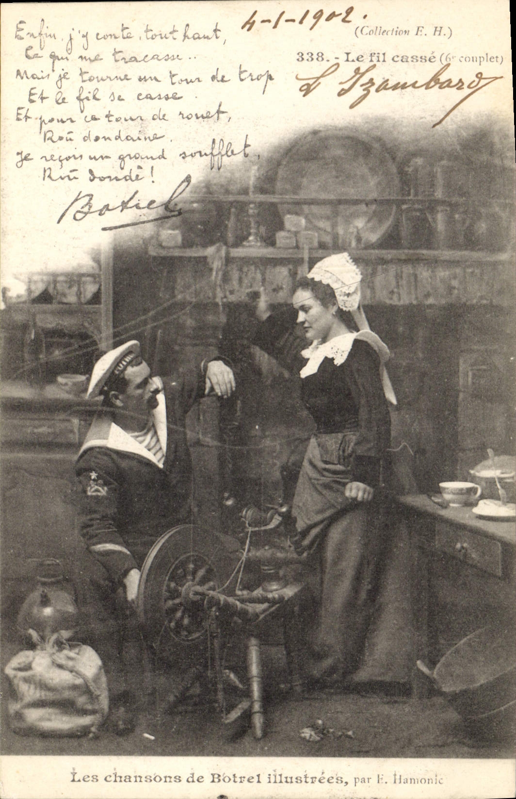 CPA Folklore Botrel Les chansons de Botrel illustrees Le fil casse Marin 