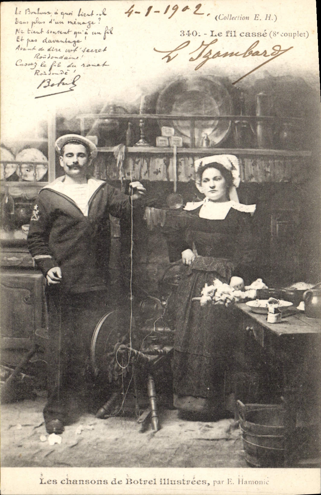 CPA Folklore Botrel Les chansons de Botrel illustrees Le fil casse Marin 