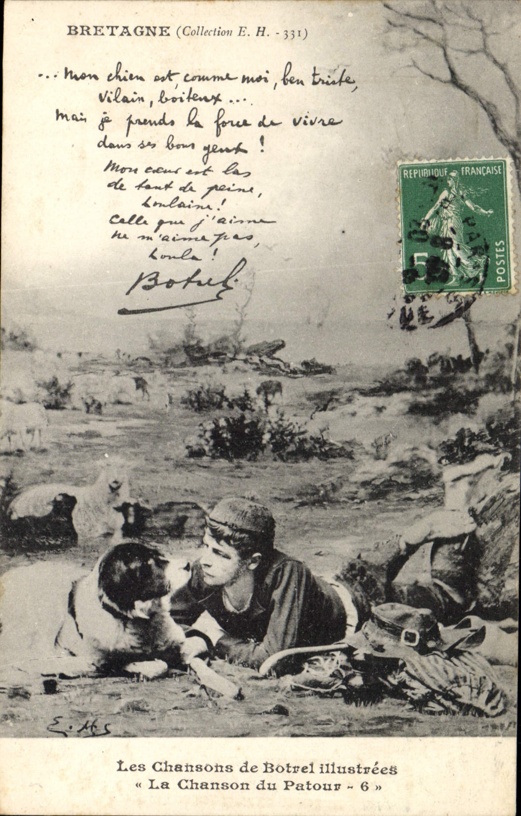 CPA Folklore Botrel Bretagne Les chansons de Botrel illustrees La chansons du patour Chien 