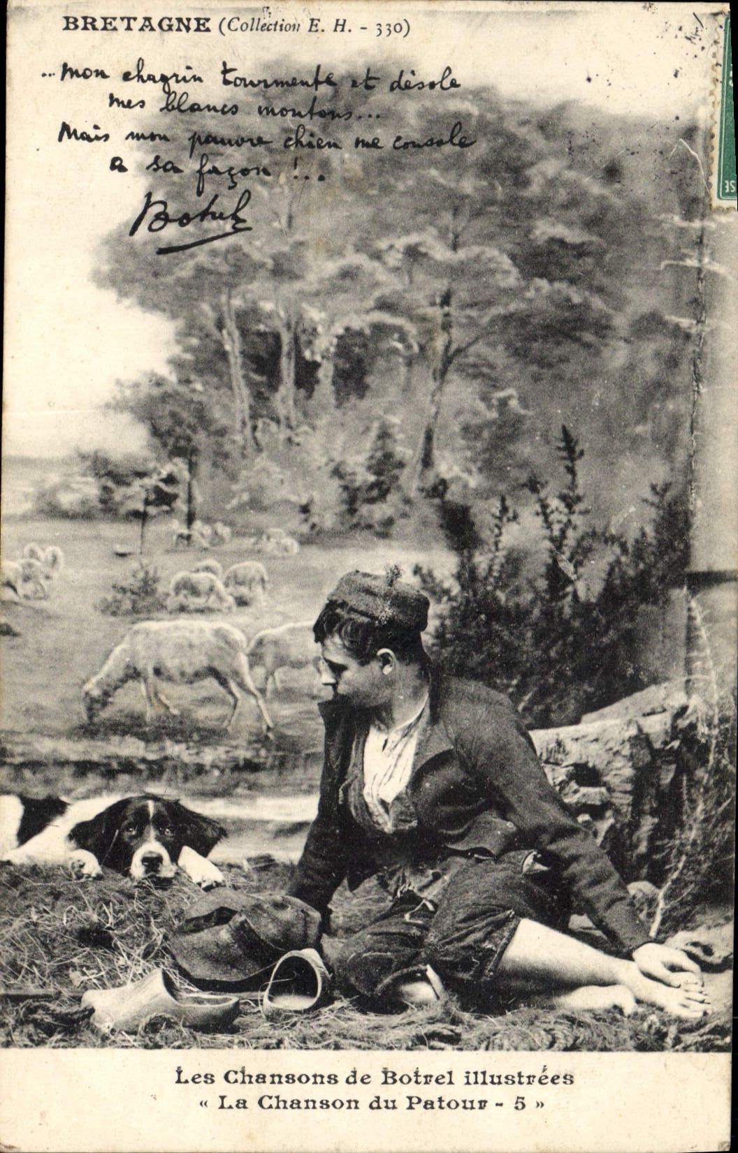 CPA Folklore Botrel Bretagne Les chansons de Botrel illustrees La chansons du patour Chien 
