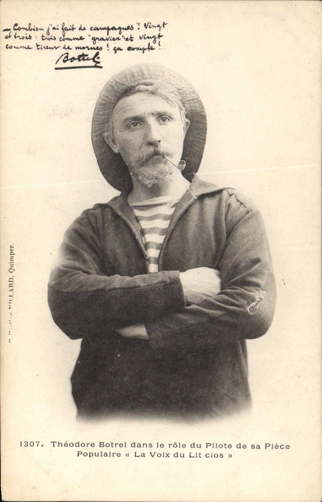 CPA Folklore Theodore Botrel dans le role du pilote de sa piece populaire La voix du lit clos 