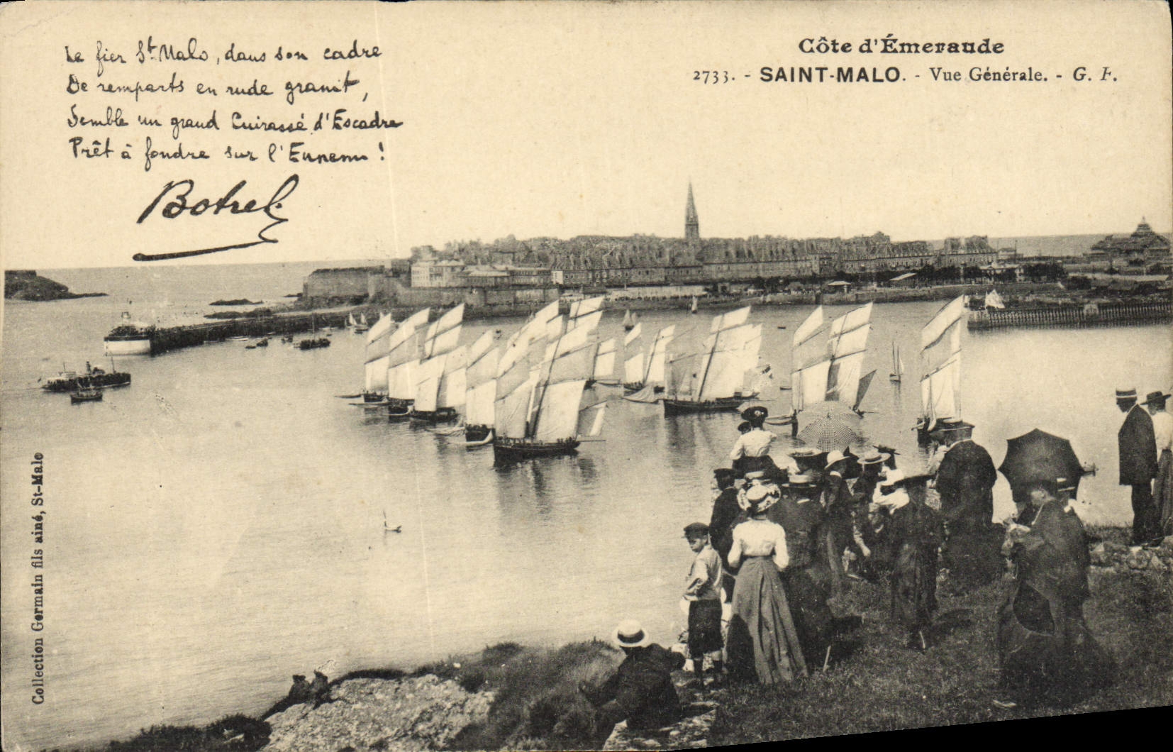 CPA Folklore Botrel Saint Malo Vue generale Bateaux 