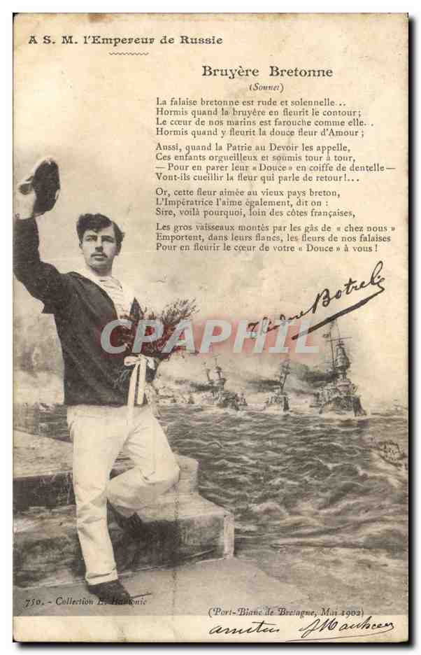 CPA Folklore Botrel A SM l'Empereur de Russie Bruyere bretonne Russia 