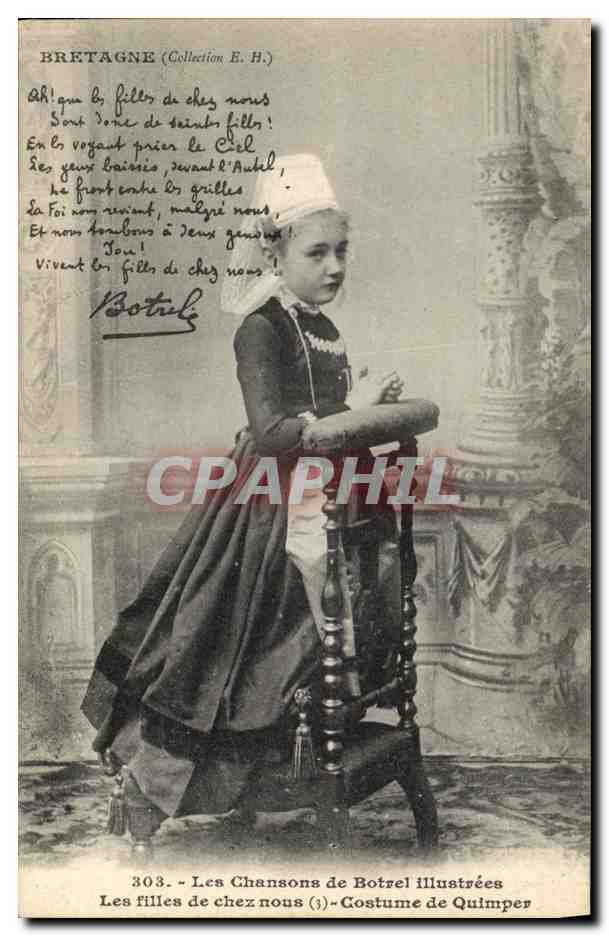 CPA Folklore Botrel Les chansons de Botrel illustrees Les filles de chez nous Quimper 