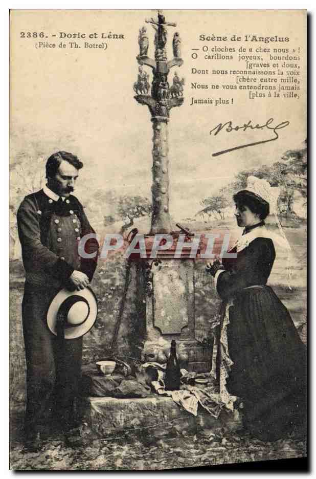CPA Folklore Botrel Doric et Lena Scene de l'angelus 