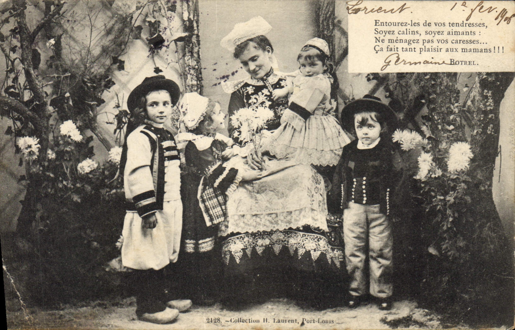 CPA Folklore Botrel Femme Enfants 