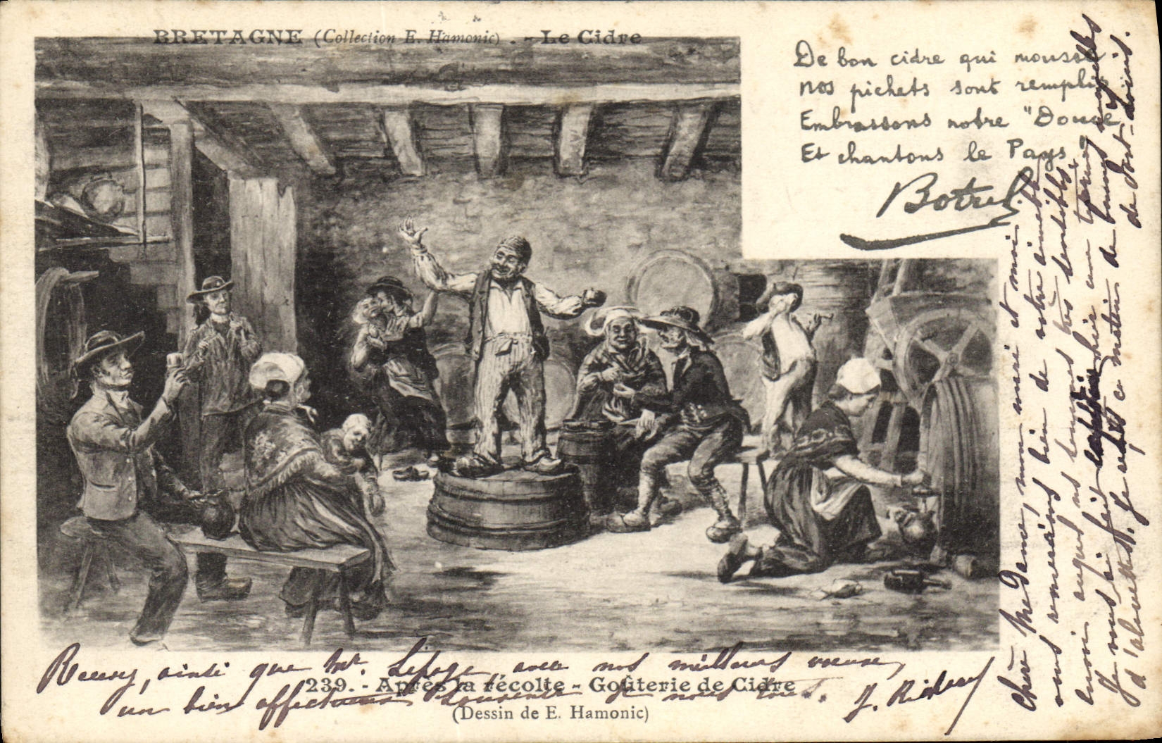 CPA Folklore Botrel Apres la recolte Gouterie de cidre 