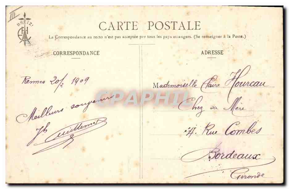 CPA Folklore Botrel Lilas Blanc  — Verso