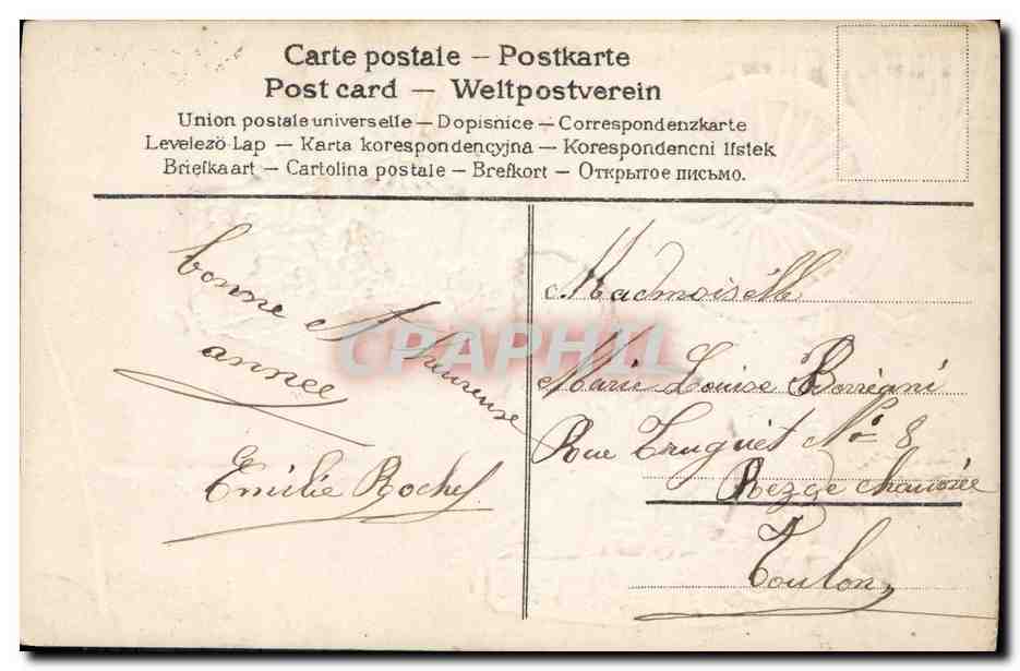 Automobile fiorita — Piccolo testo stampato — Editore non visibile — Verso
