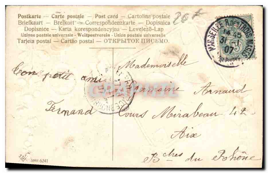 CPA Fantaisie Fleurs Trefle  — Verso
