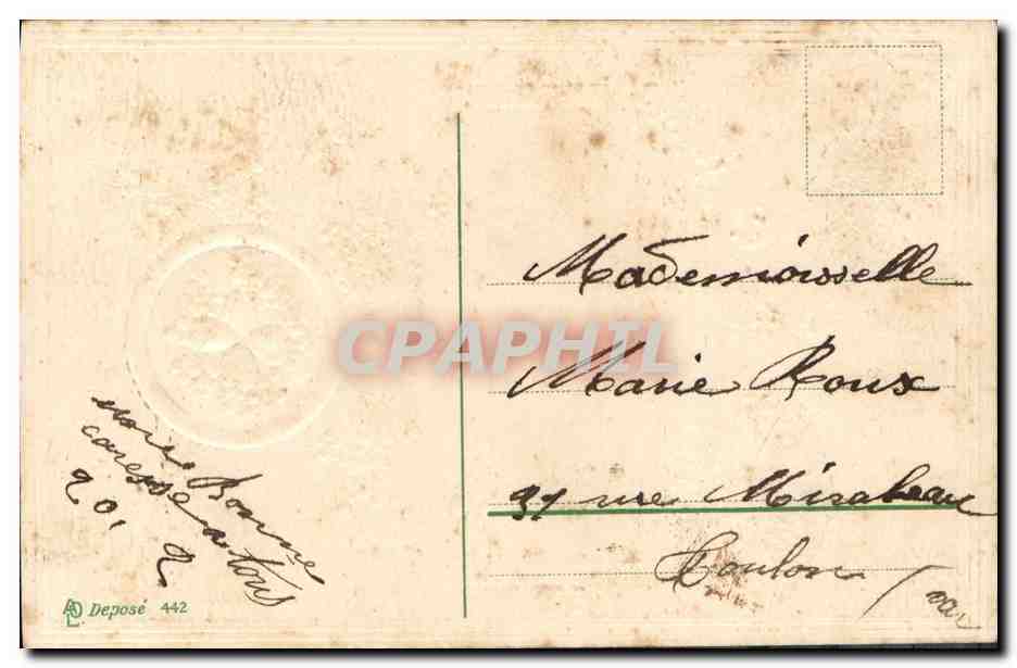 CPA Fantaisie Fleurs Trefles Poissons  — Verso