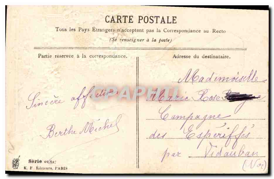 CPA Fantaisie Fleurs Colombe  — Verso