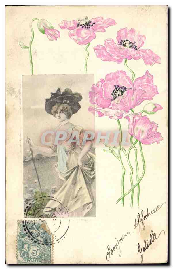 CPA Fantaisie Fleurs Femme 
